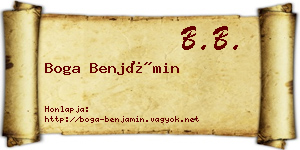 Boga Benjámin névjegykártya