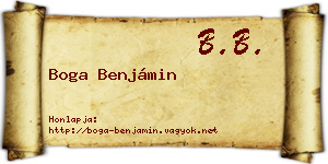 Boga Benjámin névjegykártya